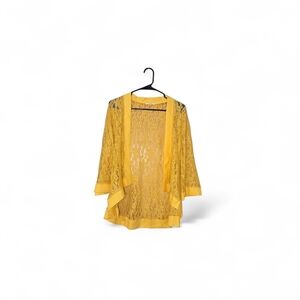 Elegant Yellow Lace Cardigan